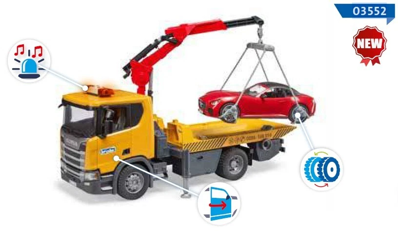 BRUDER - SCANIA Super 560R carro attrezzi con auto rossa - 1/16 - BRU3552 - Immagine 1 di 1