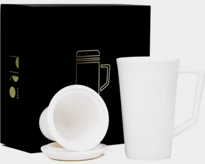 Roozio - Porcelain Tea Mug With Infuser And Lid - 11 oz - Image 1 of 4