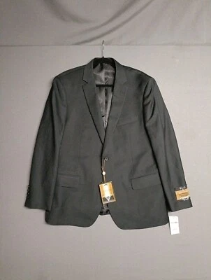 Blazer BERTOLINI Para Hombres 42 Abrigo Chaqueta Dos Botones Negro Seda Lana Traje Nuevo con Etiquetas $395 Foto 1 de 4