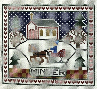 Susan Treglown Needlepoint Designs Winter Hand Painted Canvas 12 x 12 - Image 1 of 4