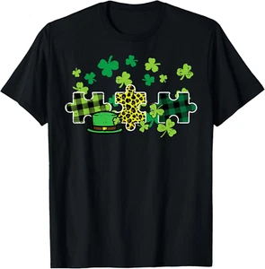 St Patricks Day Autism Puzzle Saint Pattys Men Women Kids T Shirt - Picture 1 of 4