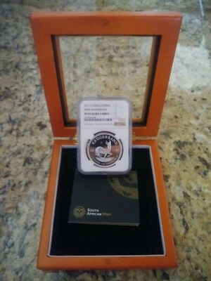 KRUGERRAND 2017 S. AFRICA 50th ANNIV PROOF S1RAND SILVER COIN NGC PF69 UC  - Image 1 of 4