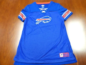 NEW WOMEN'S FAN FASHION MAJESTIC NFL BUFFALO BILLS MESH SHIRT SIZE M - Picture 1 of 5