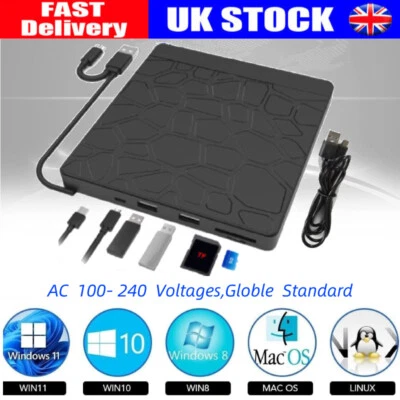 External CD/DVD Drive For PC Laptop USB 3.0 Burner Reader Writer - +RW Disk - Image 1 of 4