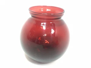 Vintage Royal Ruby Anchor Glass Red Round Glass Candle Vase 50s Mid-Century - Picture 1 of 5