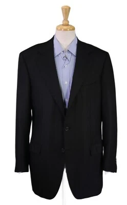 Brioni Nomentano Black 100% Cashmere 2-Btn Flannel Blazer Jacket 42L - Image 1 of 4