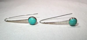Sterling Silver Silpada Hammered Turquoise Wire Dangle Earrings K1197 - Picture 1 of 9
