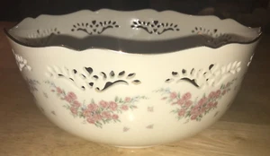 NUEVO~ EE. UU. LENOX CHINA PEQUEÑA ROSA 8" TAZÓN REDONDO GRANDE FESTONEADO BORDE DORADO - Imagen 1 de 18