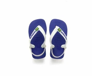 BABY HAVAIANAS BRAZIL LOGO FLIP FLOPS $18 US 6 Child Marine Blue sandals - Picture 1 of 2