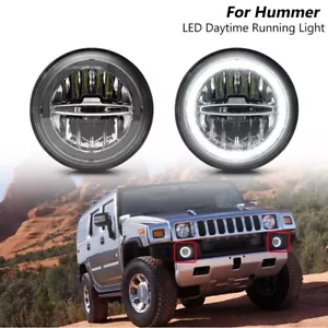 2x White LED Halo Ring DRL Fog Driving Daytime Running Light For 03-09 Hummer H2 - Bild 1 von 14