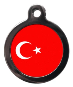 Pet ID tag Turkish Flag Picture design - Picture 1 of 2