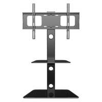 Glass TV Stand with TV Bracket 2 Shelves for 27-55 inches Plasma LCD TV Black 