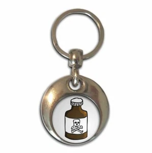 Poison Bottle Round Metal Key Ring (37mm x 37mm) - Picture 1 of 2