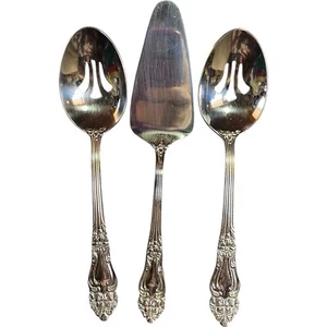 Haversham Reed & Barton 18/10 Stainless Set of 3 Serving 1 Cake 2 Slotted Spoons - Picture 1 of 11