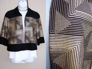 Chico's Travelers NUEVA Chaqueta Metalizada Lámina Dorada Negra 1 S M 8 10 Topper Cardigan - Imagen 1 de 12
