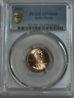 2005 Lincoln Cent PCGS SP70RD Satin Finish Penny MS70 Gold Shield - Image 1 of 2