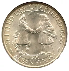 1936 Albany Silver Commemorative Half Dollar, NGC MS65 - Picture 1 of 3