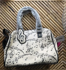 *NWT* VTG Rare LOUNGEFLY Music Note Patent Barrel Satchel Purse Bag Crossbody - Picture 1 of 12
