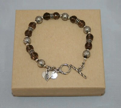 Pulsera Silpada de plata esterlina con dije de corazón de cuarzo ahumado B1477 Foto 1 de 3