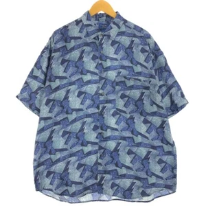 Used Cambridge Classics all-over print short-sleeve silk shirt men's L - Picture 1 of 3