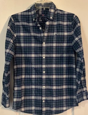 Vineyard Vines Classic Button-Up Flannel Shirt Blue/Green Plaid - Size M (12-14) - Image 1 of 4