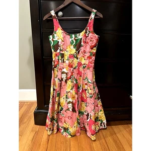 Talbots Kleid mehrfarbig Blumen A-Linie ausgestellt Karriere Cocktail Party Größe 2 - Bild 1 von 6