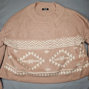 Miss Me Women's Knit Crop Sweater Baggy Size Medium Winter Fall Sweatshirt - Picture 1 of 5