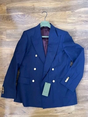 Blazer Uniforme Gucci Azul Marino Lana Mohair Dorado Botones Para Hombre Talla 38 48 Mediano Foto 1 de 4