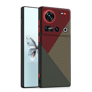 Luxury Carbon Fiber Color Block Leather Back Cover Case For ZTE nubia Z70 Ultra - Picture 1 of 5