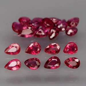 Forma de pera 3x2,5 a 4x2,5 mm.SIN CALEFACCIÓN Rojo Rosa Rubí Tailandia 20 piezas/2,50 quilates - Imagen 1 de 6