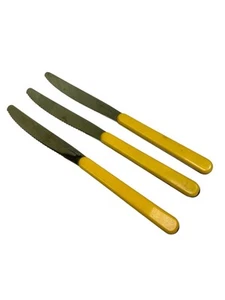 MCM Vintage 3 Reed & Barton Rebacraft Messer rostfrei gelb Melamin Griff Japan - Bild 1 von 4