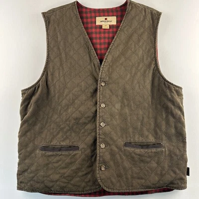 Woolrich Brown Eagle Fork Saddle Quilted Flannel Lined Hunting Vest Sz Large - Image 1 of 4