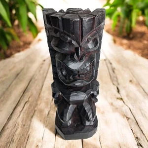 Statua in legno di Ku Tiki hawaiano intagliato a mano vintage figura polinesiana 7,9" - Foto 1 di 19