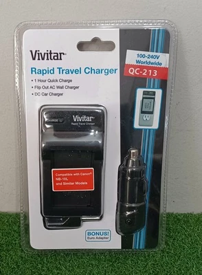 Cargador de viaje rápido Vivitar QC-213 nuevo en paquete adaptador Euro adicional. Foto 1 de 2