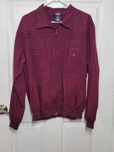John Blair Men's Large Maroon Zip Front Long Sleeve Poly/Cotton Shirt Vintage - Picture 1 of 7