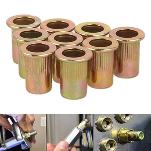 New Practical Rivet Nuts Flat Head Carbon Steel Knurled Body Metric Size - Picture 1 of 12
