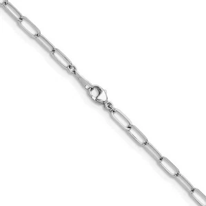 3,4 mm Platin PT950 Solide Büroklammer Gliederkette Halskette 16" 18" 20" 24" - Bild 1 von 5