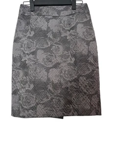 Ann Taylor Skirt Womens Size 0 Gray Rose Pattern Straight Stretch - Picture 1 of 7