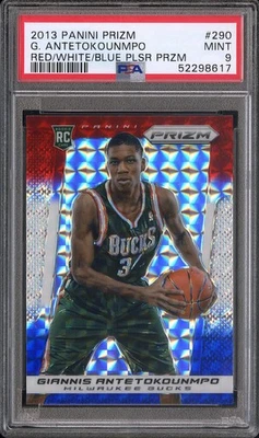 2013 Panini Prizm Giannis Antetokounmpo Red White and Blue Mosaic Prizm PSA 9 - Image 1 of 3