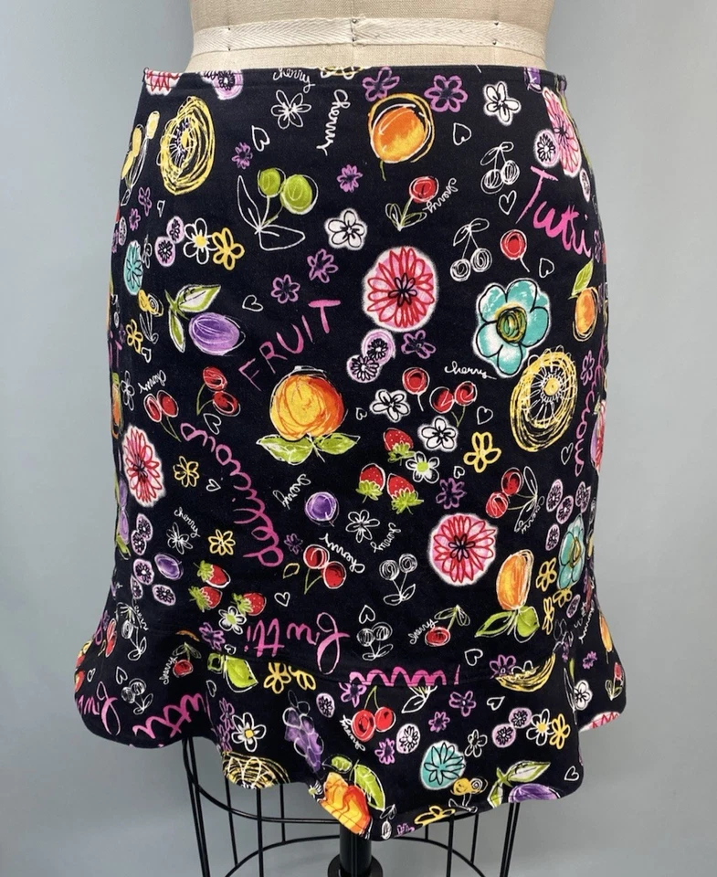 Falda Vintage Y2K MINI TALLA 10 PETITE Corta BRIGGS Tutti Frutal Floral Foto 1 de 4