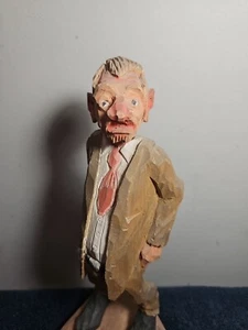 Antique Folk Art Carving of a Salesman. Outsider Art. 10" Tall - Picture 1 of 9