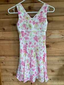 Mädchen Größe 10 Pflaume Kleid ärmellos rosa Blumen Frühling Sommer - Bild 1 von 7