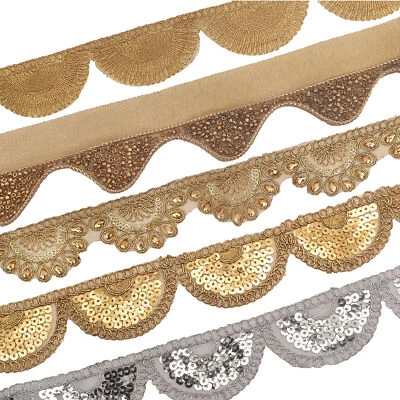 1/2/4M Braided Gold Zari wavy Lace trim For Craft DIY Sari border Dupatta lace - image 1 of 4
