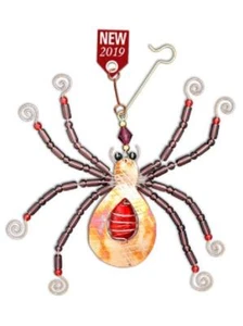 Joya Araña Metal Adorno Cuentas de Vidrio Rojo Nuevo con Etiquetas Comercio Justo Tailandia Peregrino - Imagen 1 de 1