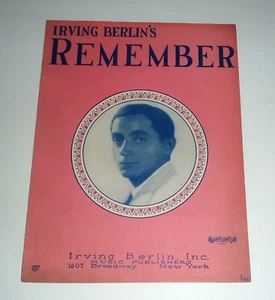 SHEET MUSIC / IRVING BERLIN "REMEMBER" (1925) - Picture 1 of 2
