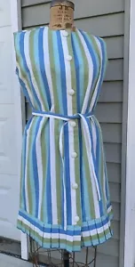 Abito vintage anni '60 MCM MOD a righe cotone senza maniche cintura a turni med busto 42 - Foto 1 di 10