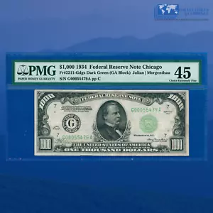 Fr.2211-G 1934 $1000 One Thousand Dollars FRN Chicago, PCGS Choice XF 45 #55479 - Picture 1 of 3