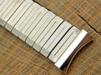 Correa de reloj Baldwin NOS vintage de acero inoxidable 17,5 mm expansión curva sin usar Foto 1 de 3