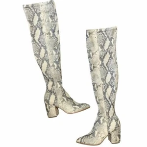 Stivali donna Steve Madden Jacey stampa serpente 5,5 in rilievo nuovi senza etichette sopra il ginocchio grossi - Foto 1 di 8