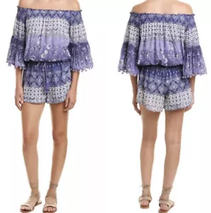 Anthropologie Raga Women’s Size S Blue Floral Romper Boho Casual Resort - Picture 1 of 12